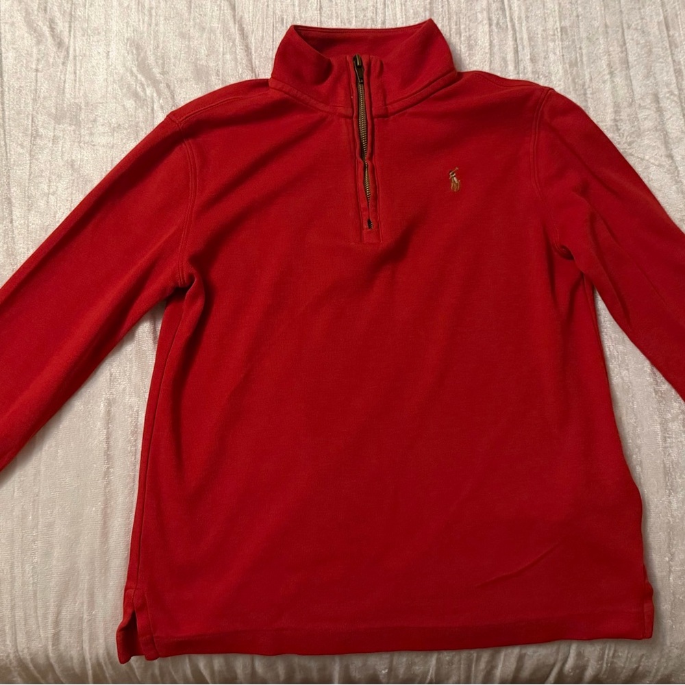 Boys Size 7 Polo Ralph Lauren Red Quarter-Zip Sweater